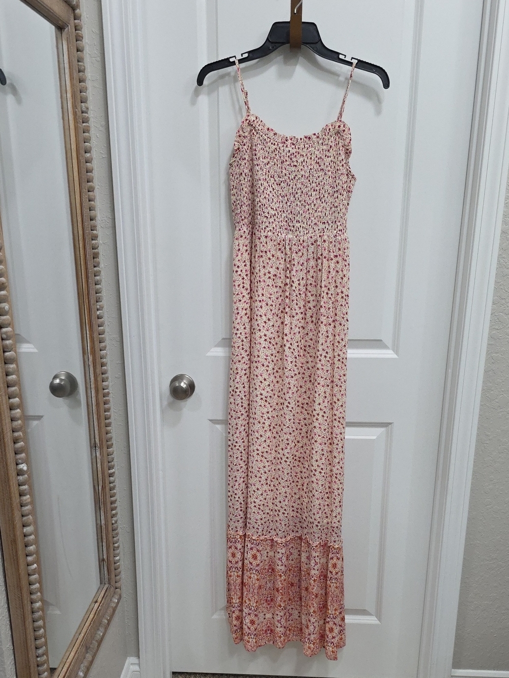 Pink Rose Pink and Cream Floral Maxi Dress